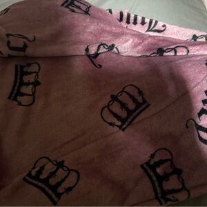 Juicy Couture Pink Blanket with Black Crown Design